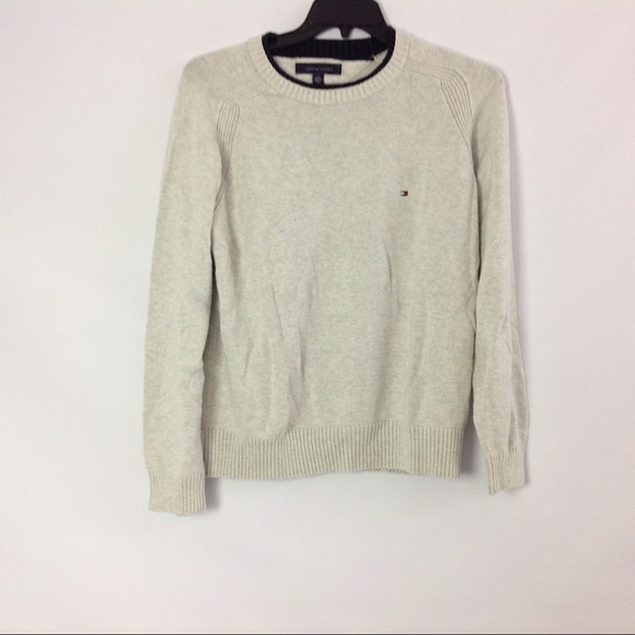 Tommy Hilfiger Men's Sweater Size L Ivory Crew - Picture 1 of 5
